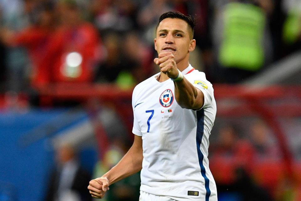  Alexis Sanchez gestures after the contest as his side advance through to the final where they will face Germany or Mexico