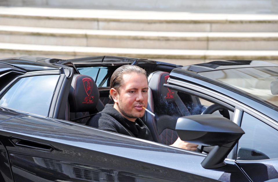  James stunt drives through Central London in a Lamborghini - one of his fleet of supercars