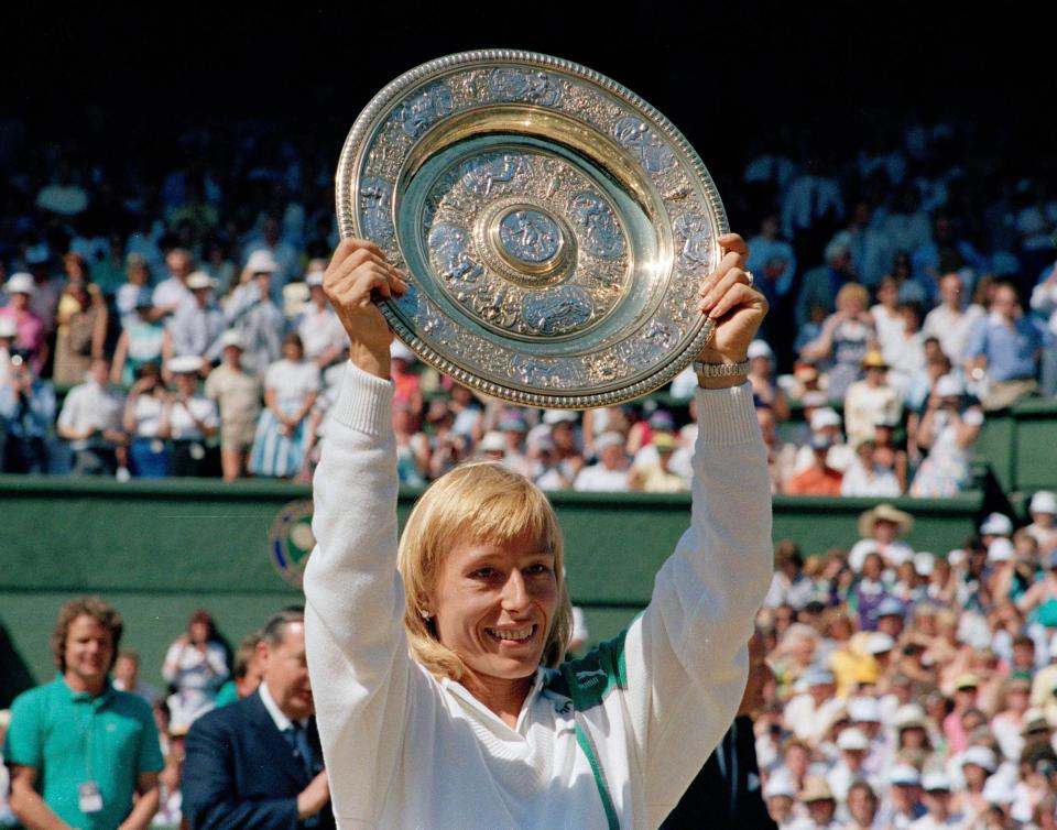  Navratilova celebrates winning Wimbledon 1987