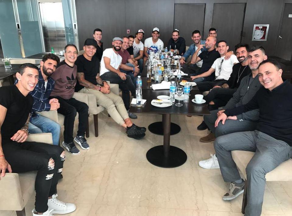  Javier Macherano hung out with Argentina team-mates ahead of the wedding