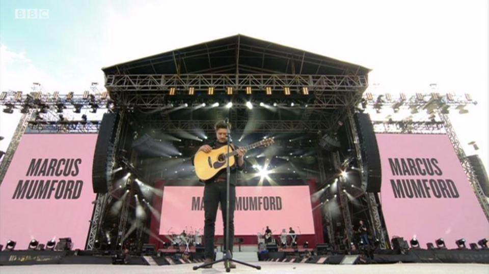  Marcus Mumford performed after holding a minute's silence