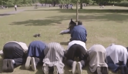 The video showed the group gathered in a London park