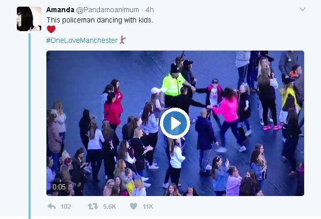 A video of the officer was posted of Twitter, with the caption ‘This policeman dancing with kids’, followed simply by a love heart