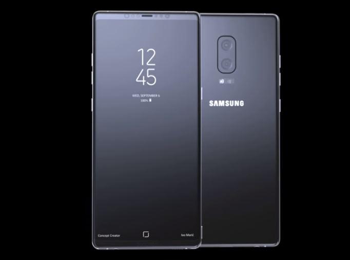  This Galaxy Note 8 concept was created by a YouTuber and shows the Samsung Galaxy note 8 with dual camera and the fingerprint scanner embed within the display