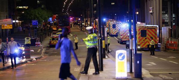  Rows of ambulances in London Bridge in the wake of last night's atrocity