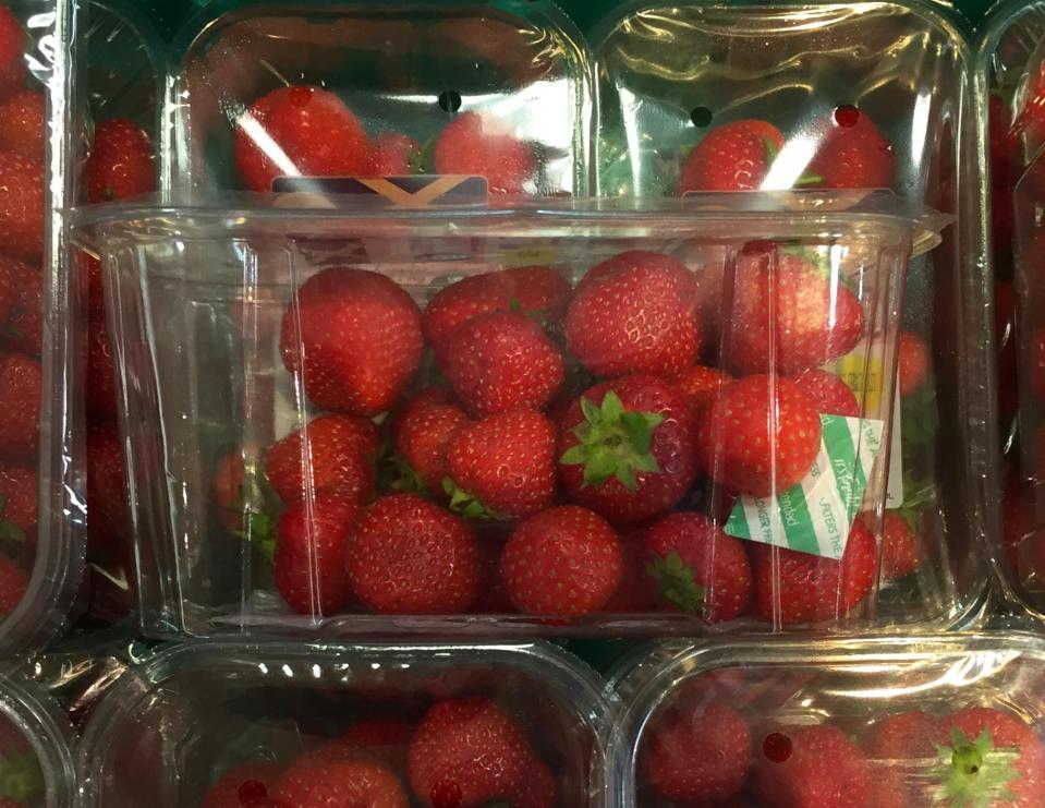  Big supermarkets - including, M&S, Morrisons and Waitrose - use the little green and white stripy filter in packs to help fruit last longer