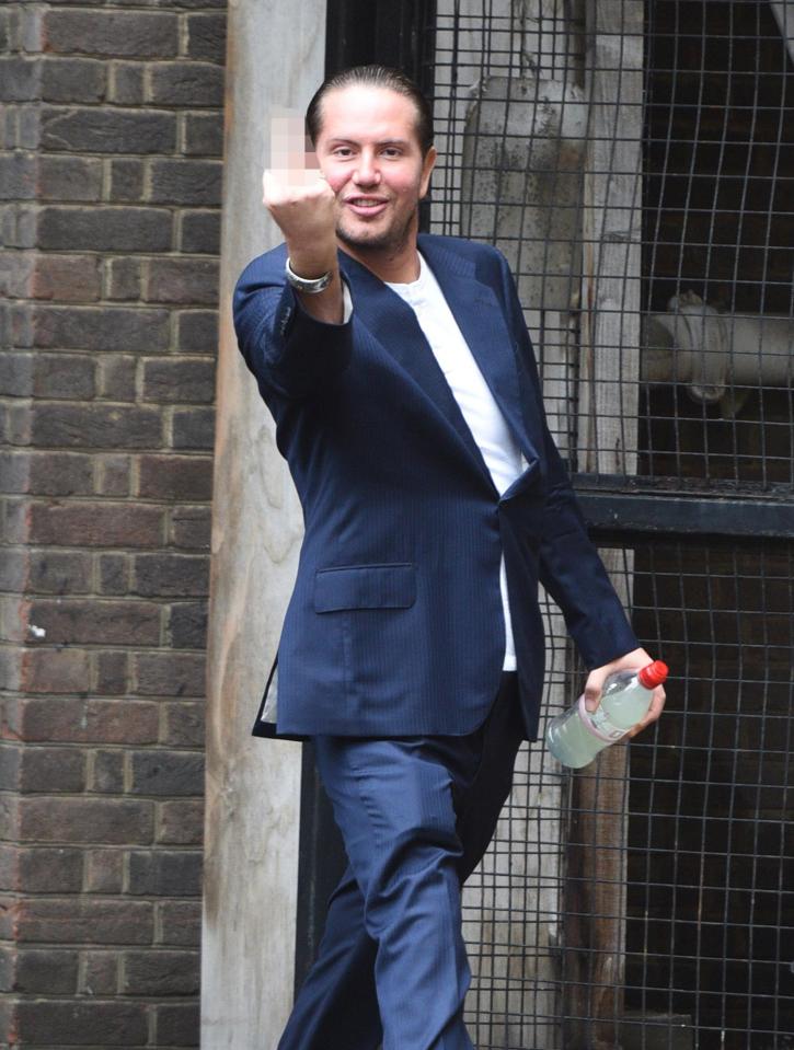  Stunt flashed his middle finger at photographers as he left the High Court yesterday