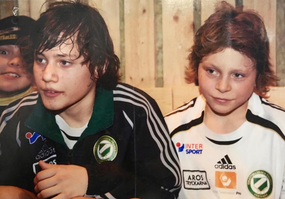  Lindelof, right, as a youngster with IK Franke