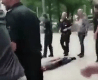  Footage showed the man lying on the ground after being subdued by passersby