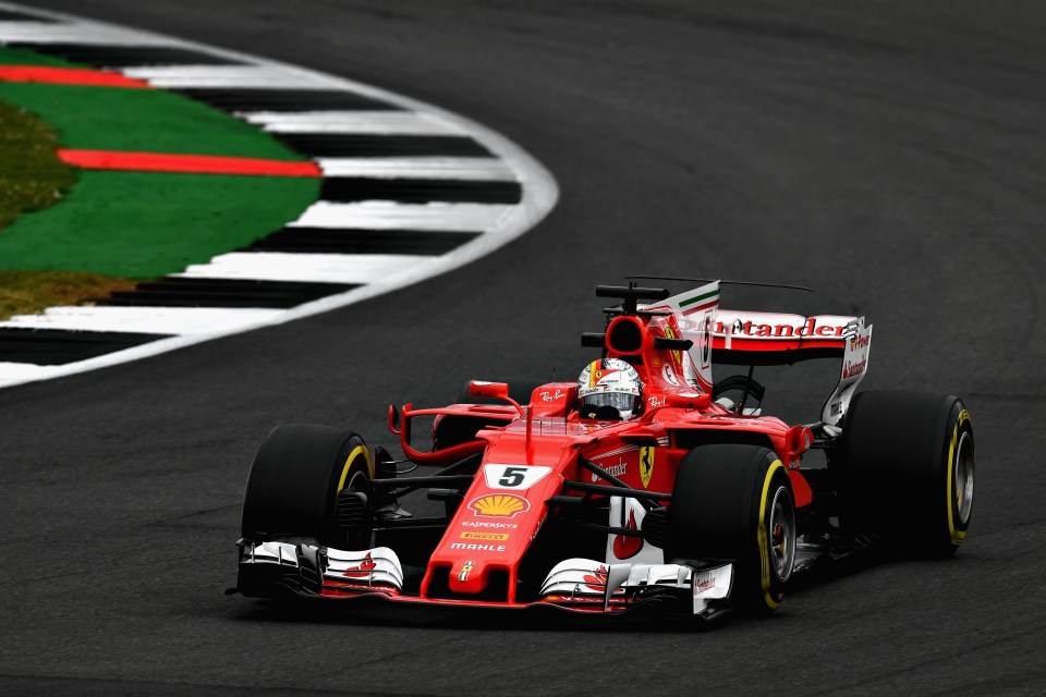 Sebastian Vettel pictured at practice at Silverstone on Friday