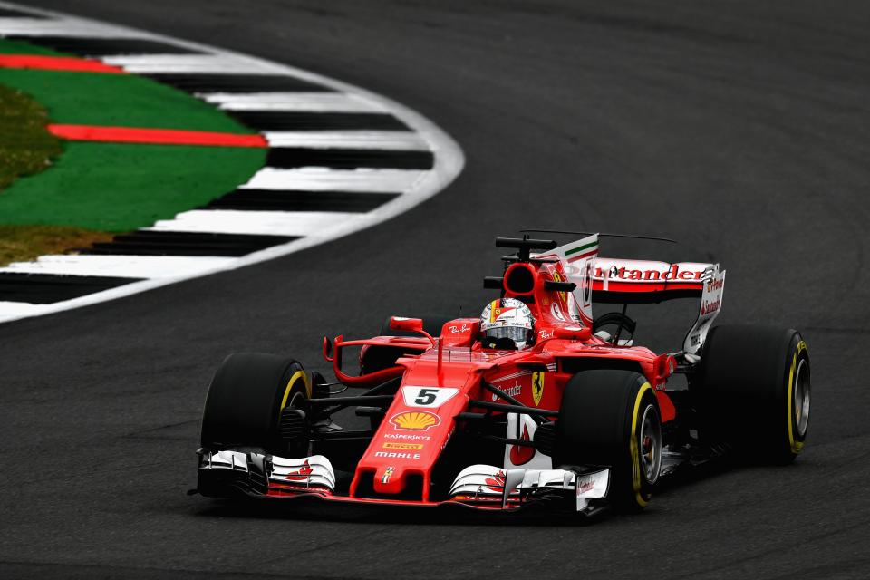  Sebastian Vettel pictured at practice at Silverstone on Friday