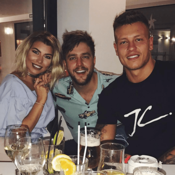  Iain with last year's Love Island contestants Olivia Buckland and Alex Bowen