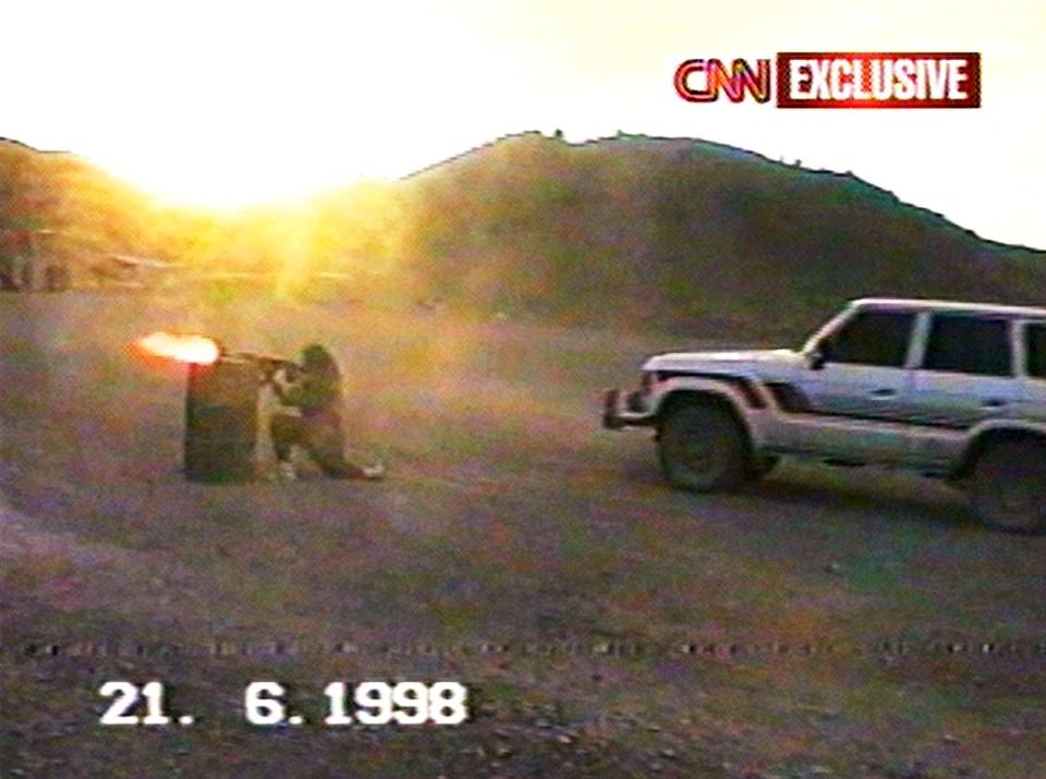  Hamza bin Laden is filmed firing a weapon during training in remote Afghanistan