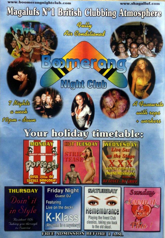  A 1990s resort poster shows the x-rated parties offered to holidaymakers