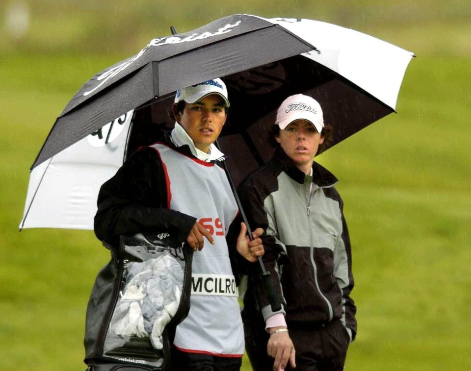  A younger Rory McIlroy with Harry Diamond on the bag