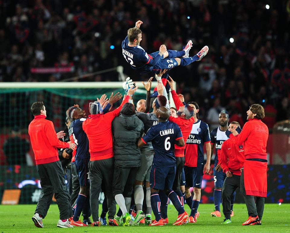  He was given a great send-off by his PSG team-mates after playing his final game