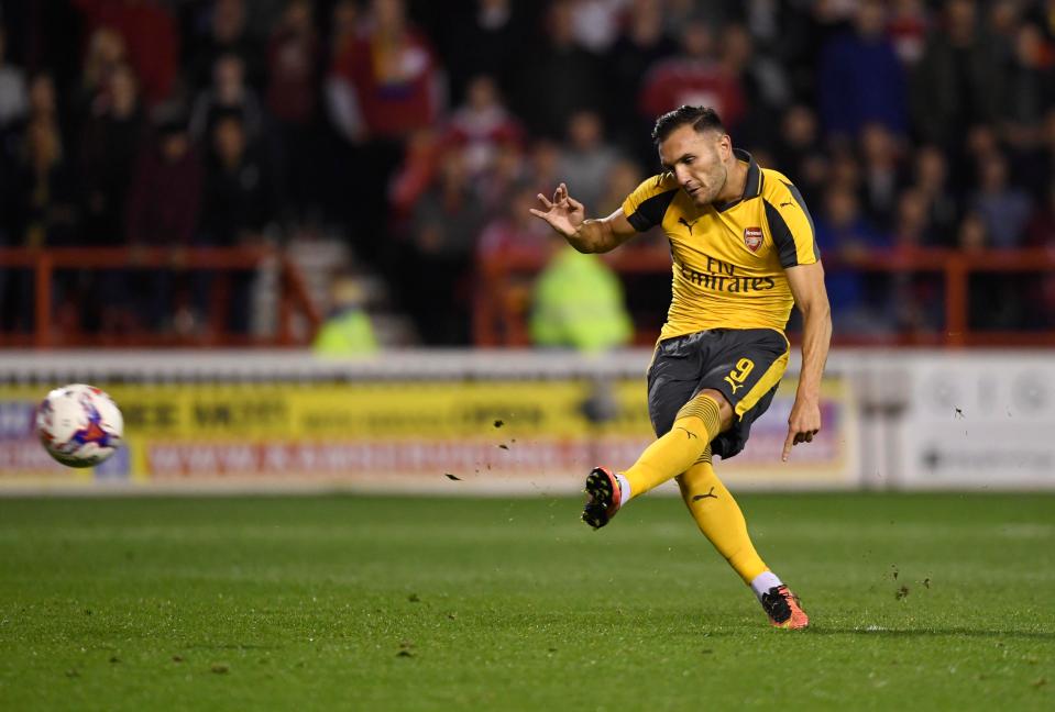  Perez netted his first goals for Arsenal in a 4-0 romp against Nottingham Forest in the EFL Cup where he bagged a brace