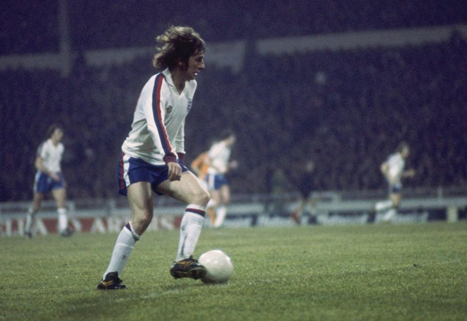  Stan Bowles playing for England against Holland at Wembley Stadium in 1977