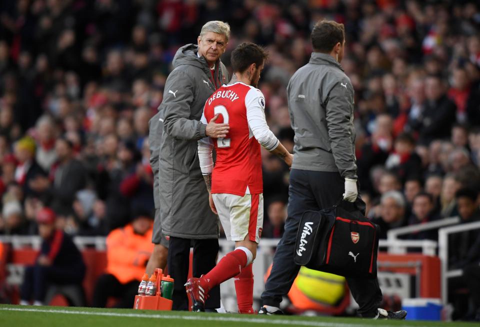  Mathieu Debuchy's return for Arsenal lasted a mere 14 minutes last season