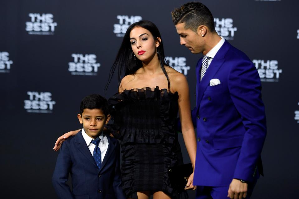  Cristiano Ronaldo, Georgina Rodriguez and Cristiano Jr pose for a photo at The Best Fifa Football Awards in 2016