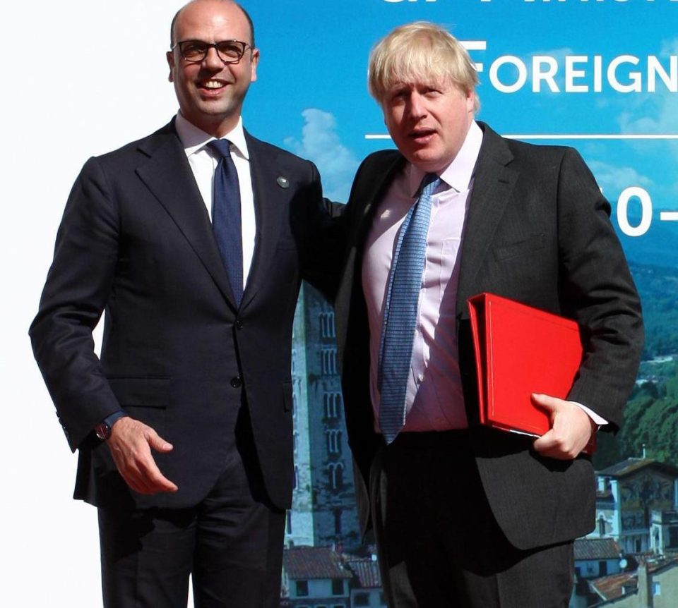  Italian Foreign Minister Angelino Alfano with Boris Johnson in April