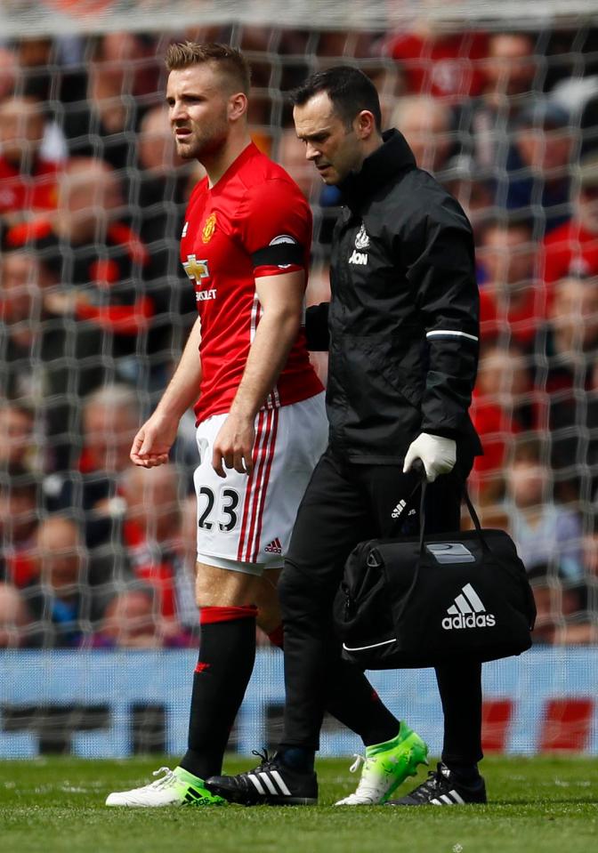  Luke Shaw is still recovering from an ankle ligament injury he got in April against Swansea