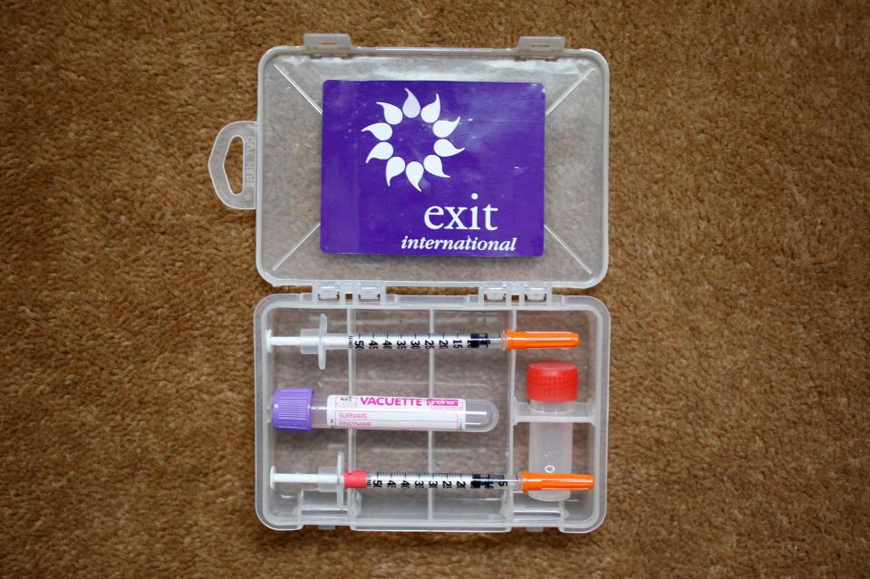  A euthaniasa drugs kit used by people suffering terminal illnesses to end their life. File picture