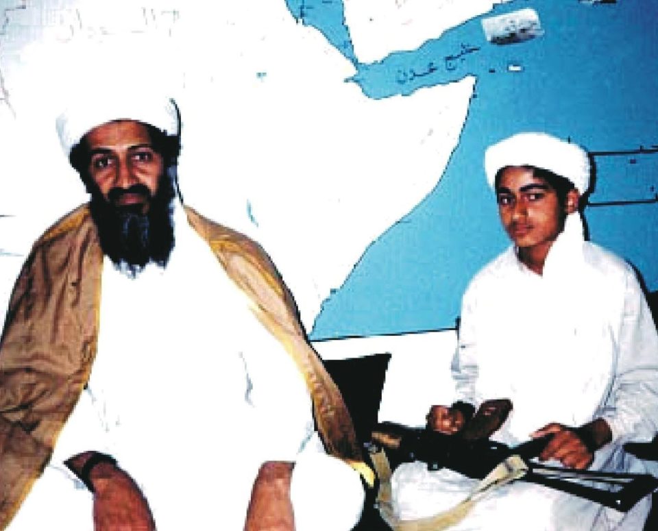  Osama bin Laden (left) and his favourite son Hamza (right), who is now 28 years old and is feared to be the world’s next big terror threat