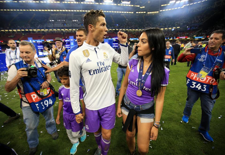  Cristiano Ronaldo and Georgina Rodriguez pictured together after Real Madrid's Champions League final win in Cardiff last season