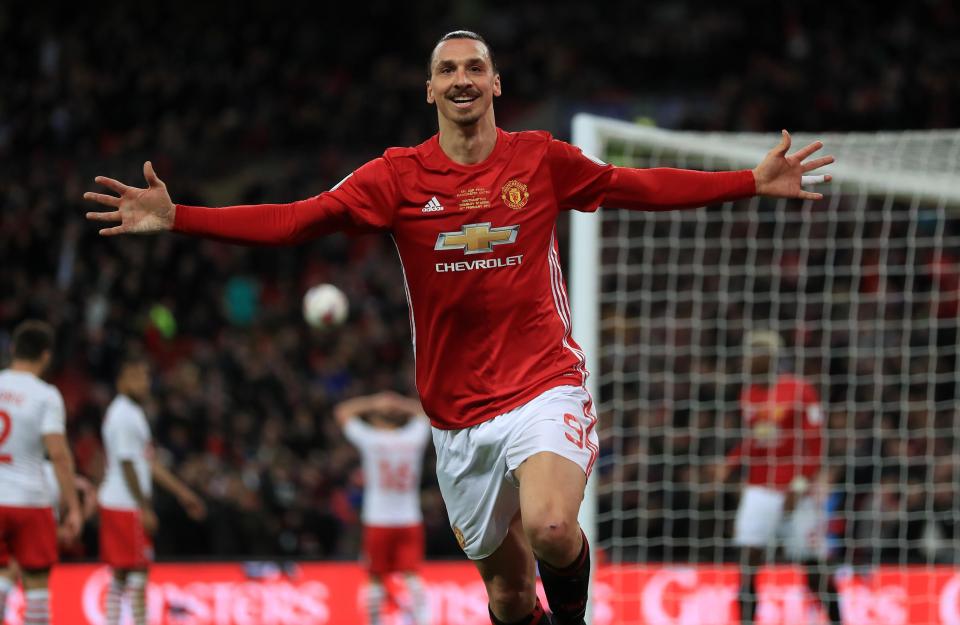  Zlatan celebrating his goal in the EFL Cup final vs Southampton