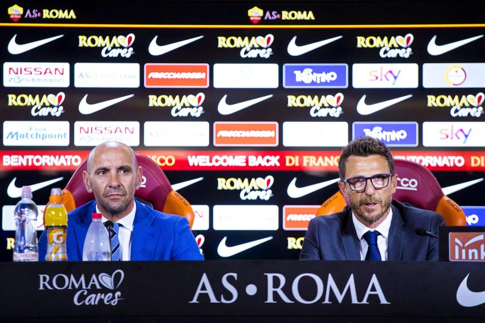  Notorious Roma director Monchi alongside new manager Eusebio Di Francesco