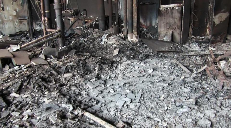  The gutted remains from the inside of the Grenfell flats after the fire took hold