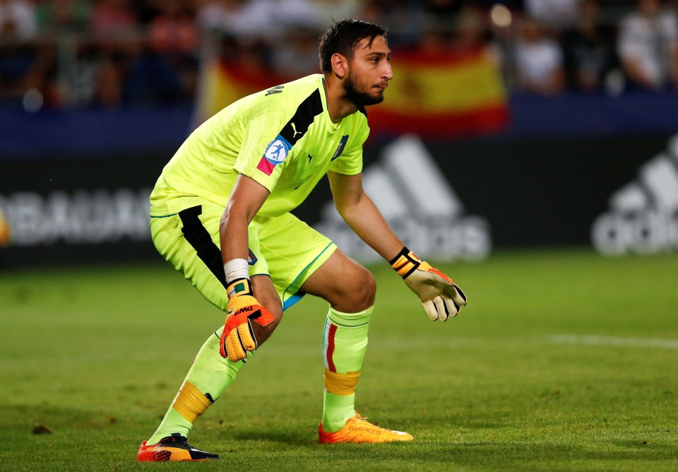 Gianluigi Donnarumma in action for Italy during Euro Under-21 Championship