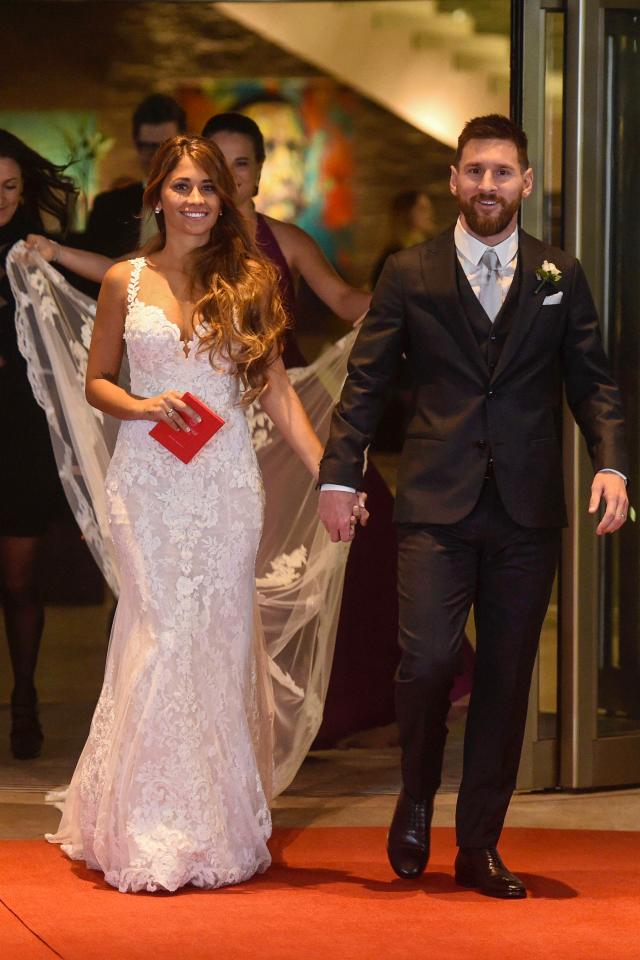  Pictures show Antonella's amazing wedding dress that had to be flown in especially from Spain by private jet