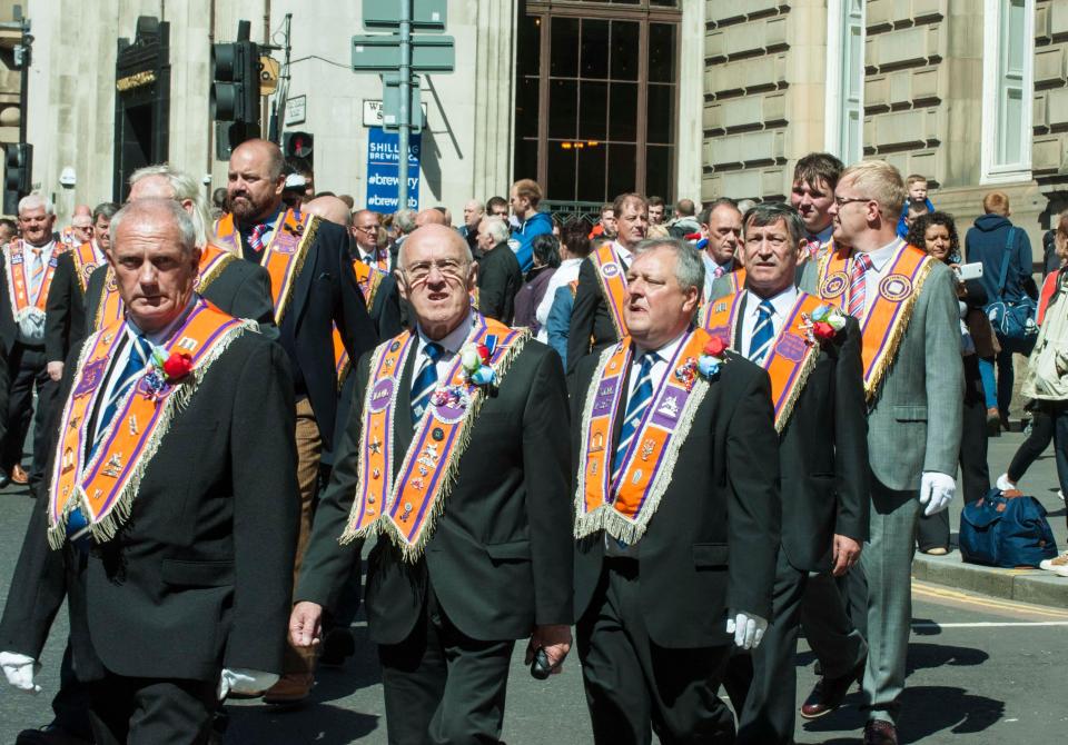  Thousands of Orangemen marched in Scotland's biggest city on Saturday as part of the annual parade