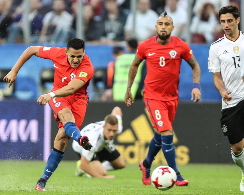  Sanchez in action for Chile at the Confederations Cup