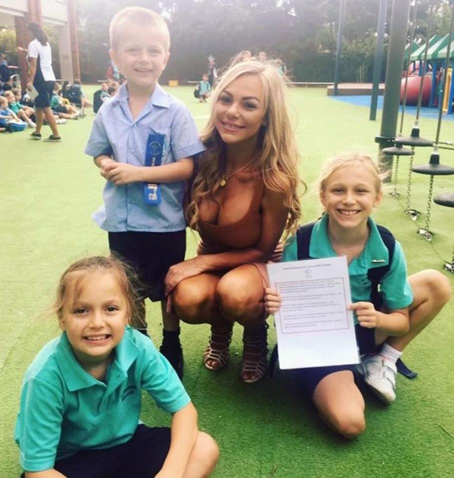  Bella Vrondos, 33, from Sydney said she received abuse after posting this photo with her kids at school