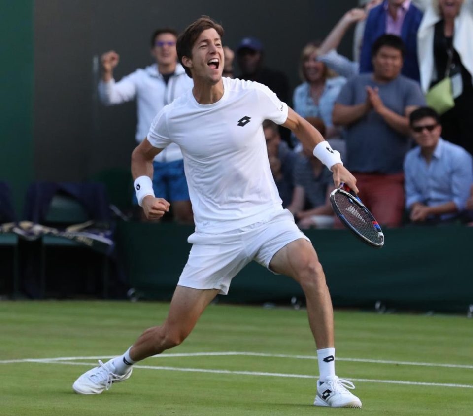  Britain's Aljaz Bedene celebrates after knocking out Ivo Karlovic