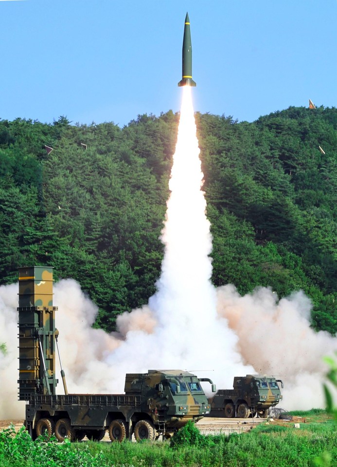 A missile being fired into the East Sea from an undisclosed location on South Korea’s east coast