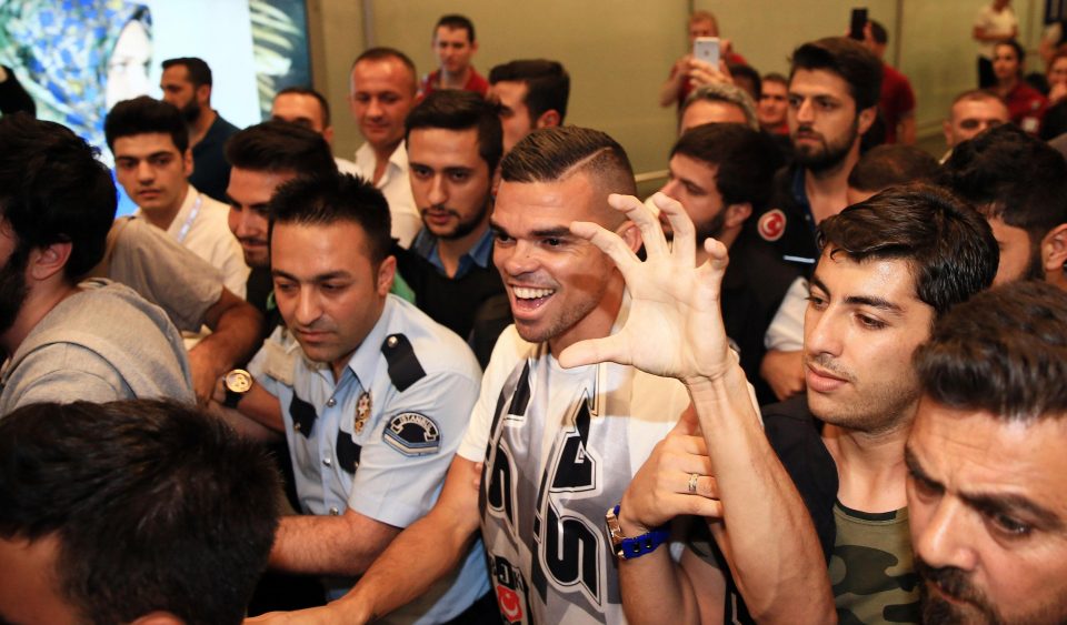  Pepe made the claw gesture as he arrived in Istanbul to complete his £8.3m transfer from Real Madrid