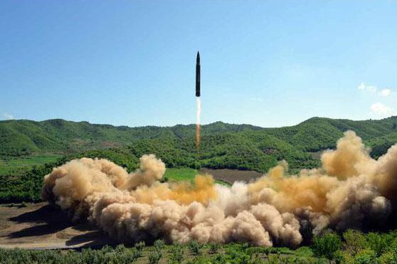  The Hwasong-14 missile is pictured during a test launch on July 4