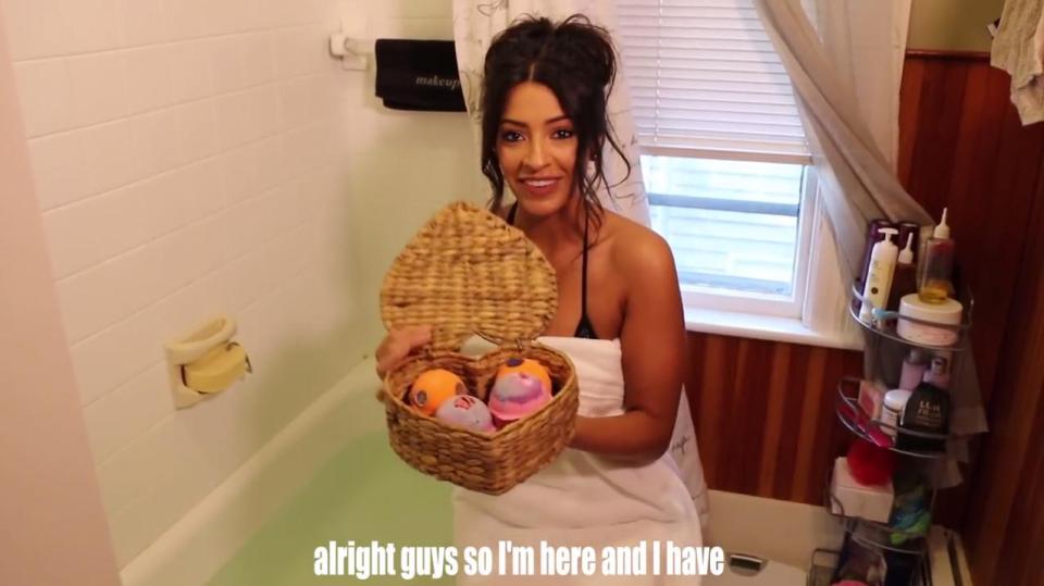  Jen thinks she's trialling some new bath bombs for a company... but she's actually about to be the victim of a brutal prank