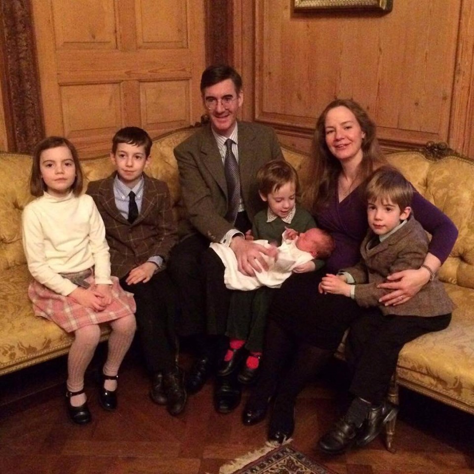 Jacob Rees-Mogg with his wife Helena de Chair and his six children