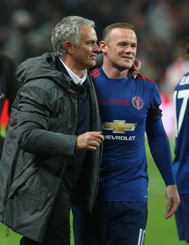  Jose Mourinho and Wayne Rooney after Man United won the Europa League in Stockholm