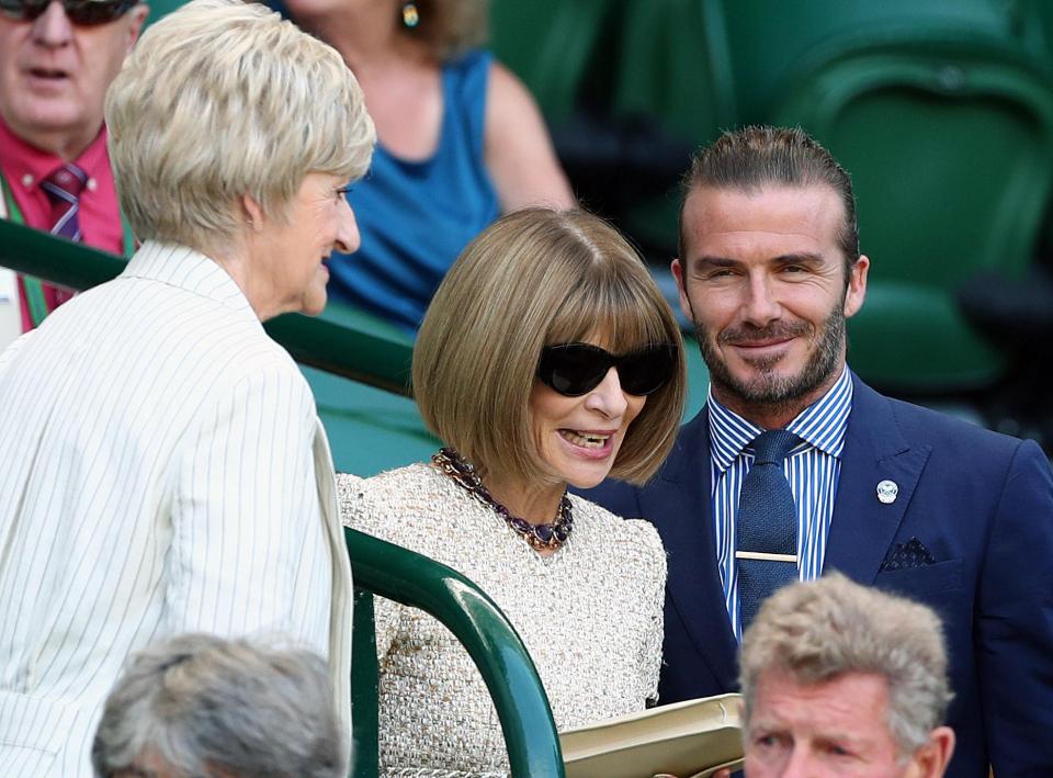  David Beckham and his mum Sandra bumped into Anna Wintour at Wimbledon 2017