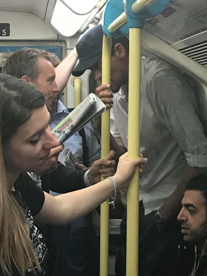  Stoke striker Peter Crouch found his height a major disadvantage when he caught a packed tube train on Friday