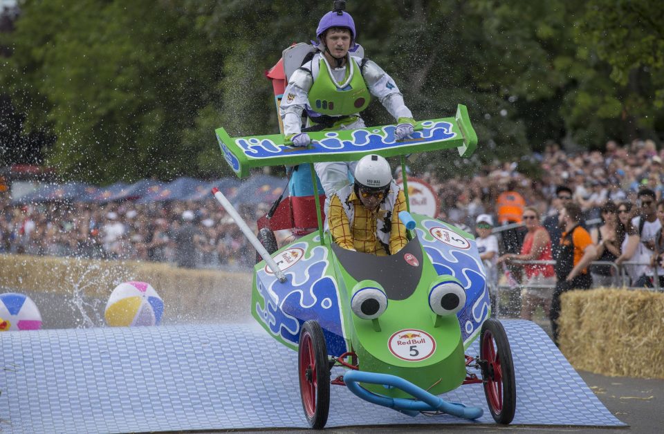  Buzz and Woody in their Toy Story kart get aerial