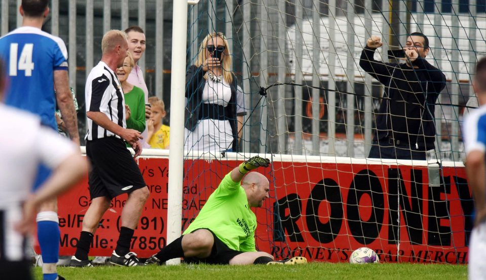  Paul Gascoigne scores for Newcastle legends during a game against local team Felling