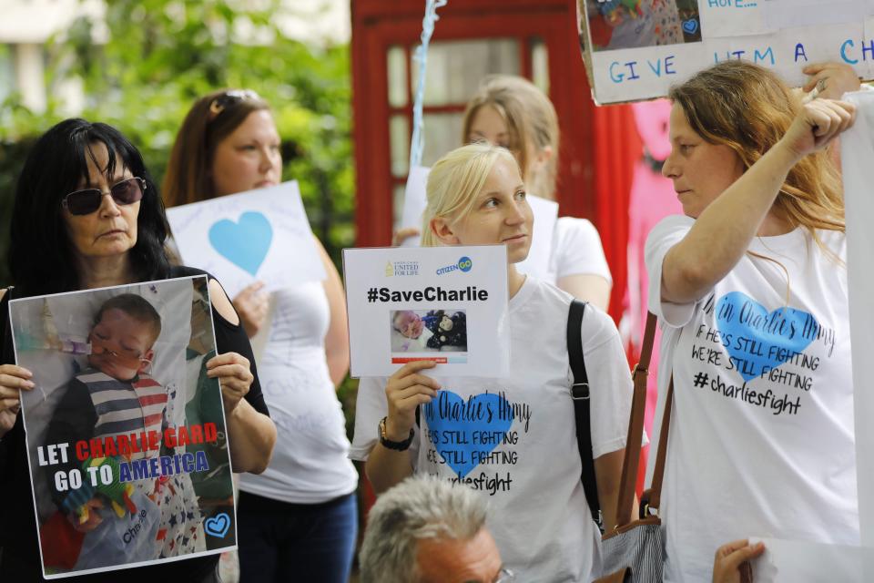  Supporters gathered outside the hospital today