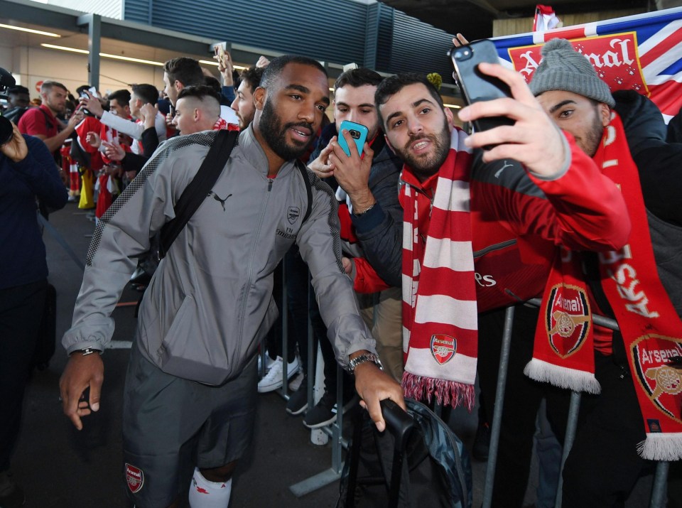 Alexandre Lacazette met Arsenal fans in Sydney after the squad flew out to Australia yesterday